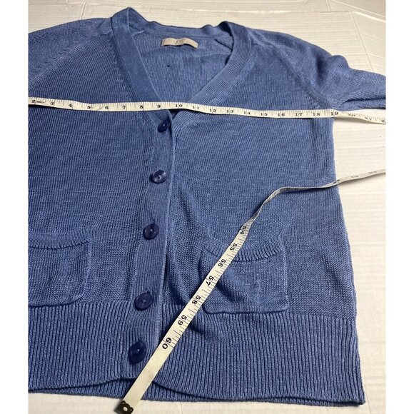Loft purple/Blue 100% Linen Cardigan Sweater With Buttons & Pockets M womens - Picture 7 of 10